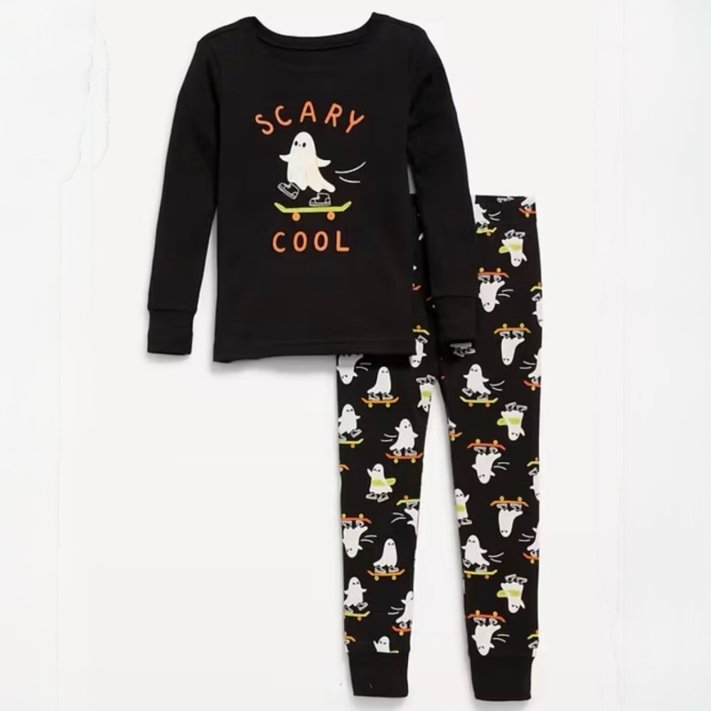 NWT Ghost Pajama Set Scary Cool Black with Skateboarding Ghosts Size 12-18 mos - Picture 2 of 2